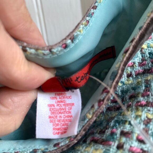 Tapemeasure Vintage Y2K Blue PInk Tweed Pastel Skirt Bow Detail Slit w Slip - 18 - Picture 11 of 16